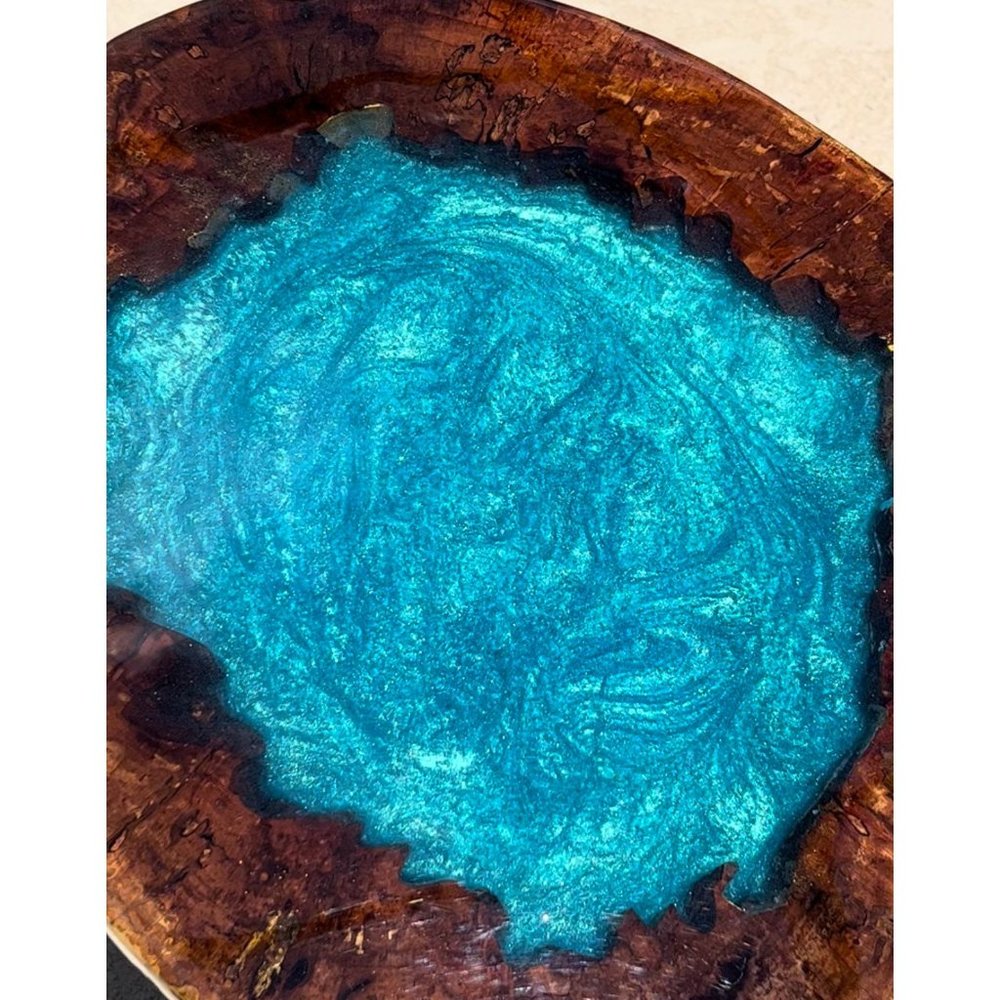 Lagoon Stump Table, Resin Epoxy Side Table, Resin Epoxy Art, Petrified Stump Tab - Picture 3 of 10